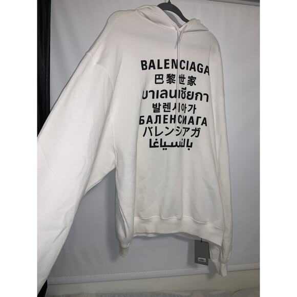 Balenciaga Other - BALENCIAGA LANGUAGES HOODIE IVORY OVERSIZED SIZE SMALL NWT
